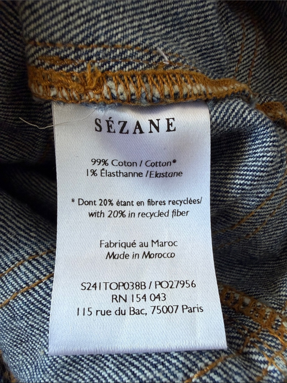 Sezane Hermance Top in Dark Blue Denim - Picture 9 of 11